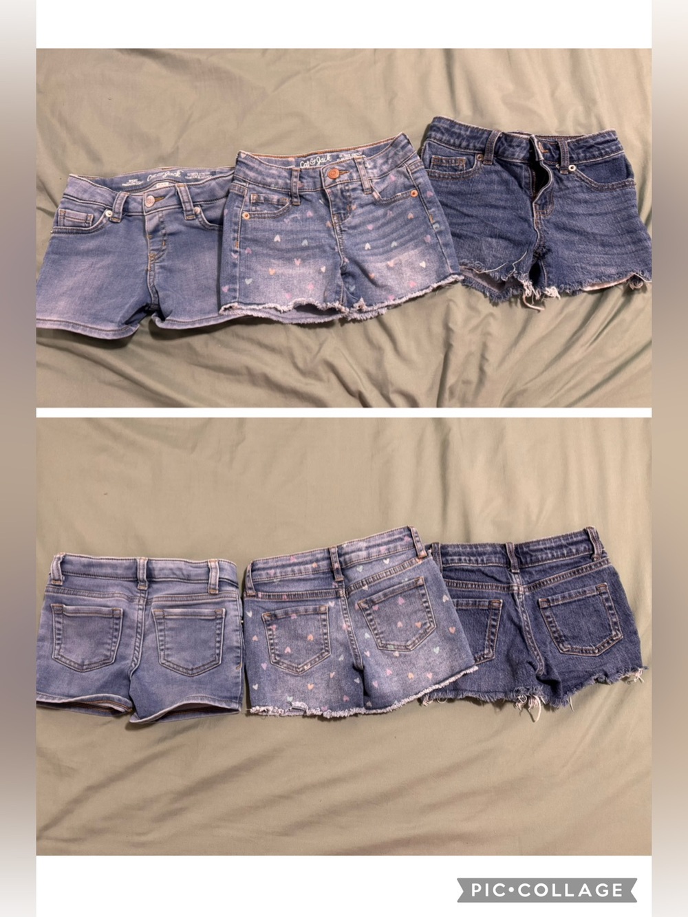 3 Cat & Jack Girls' Denim Cutoff Shorts - Light Blue / Medium Blue / Dark Blue